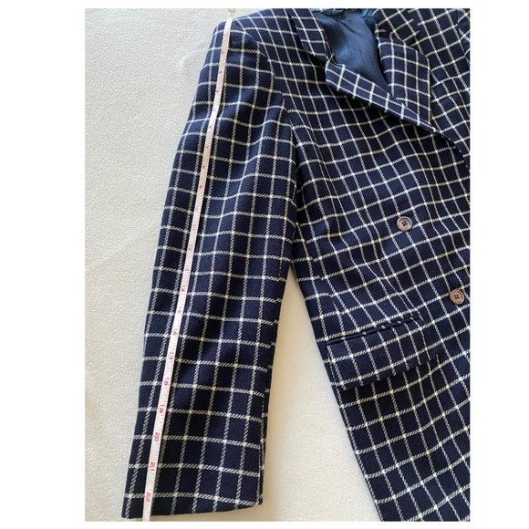 Burberry Blue & White Wool Plaid Blazer - Picture 8 of 9